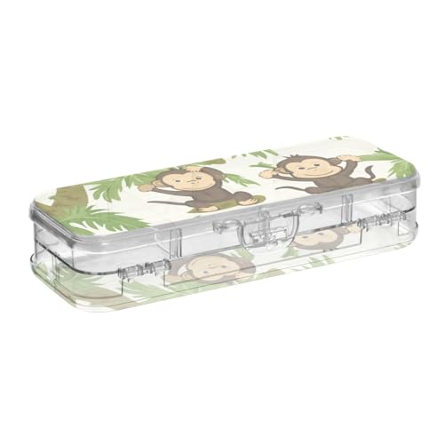 WDdZzyy Federmäppchen mit niedlichem Cartoon-Affen-Design, Kunststoff, transparent, doppellagig, für Kinder, mit Schnappverschluss und Deckel WDdZzyy Federmäppchen mit niedlichem Cartoon-Affen-Design, Kunststoff, transparent, doppellagig, für Kinder, mit Schnappverschluss und Deckel von WDdZzyy