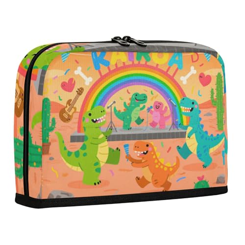 WDdZzyy Federmäppchen mit niedlichem Cartoon-Dinosaurier-Regenbogen-Design, große Kapazität, Make-up-Tasche, multifunktionaler Schreibtisch-Organizer für Schüler, Schulbedarf von WDdZzyy