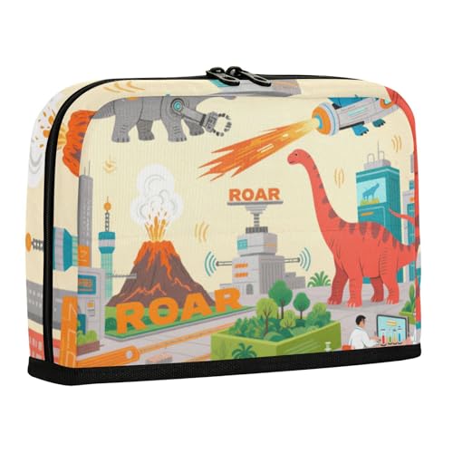 WDdZzyy Federmäppchen mit niedlichem Cartoon-Dinosaurier-Vulkan, großes Fassungsvermögen, erweiterbarer Schreibtisch-Organizer für Erwachsene, Schulbedarf von WDdZzyy