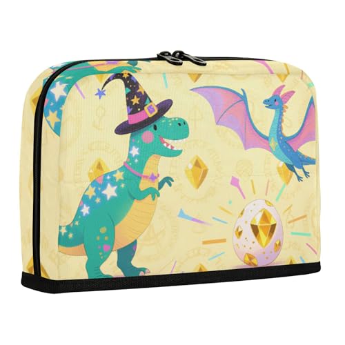 WDdZzyy Federmäppchen mit niedlichem Dinosaurier-Cartoon-Illustration, großes Fassungsvermögen, Stiftetasche mit Reißverschluss, Mehrzweck-Tasche für Studenten, Reisen von WDdZzyy