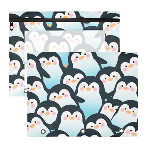 WDdZzyy Federmäppchen mit niedlichem Pinguin-Motiv, transparent, Kunststoff, für A4-Papier, Briefe, 2 Stück, Lehrer, Schulbedarf von WDdZzyy