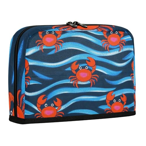 WDdZzyy Federmäppchen mit niedlichem Tierwelle, rote Krabbe, großes Fassungsvermögen, Kosmetiktasche, Fächer, Organizer für Erwachsene, College von WDdZzyy