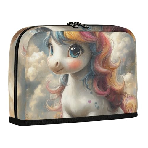 WDdZzyy Federmäppchen mit niedlichen Einhörnern, Cartoon-Motiv, große Kapazität, Stifttaschen, Stehende Mehrzwecktasche für Erwachsene, Reisen von WDdZzyy