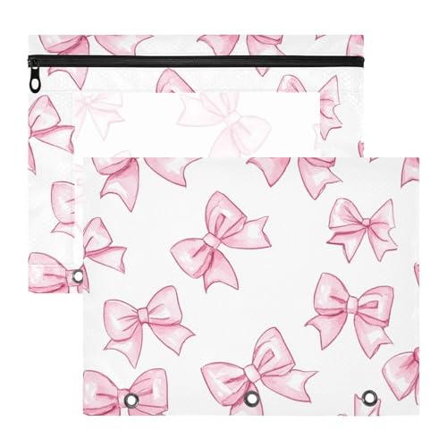 WDdZzyy Federmäppchen mit niedlicher rosa Schleife, Mehrzweck-Locher, für A4-Papier, Briefe, 2 Stück, Lehrer, Klassenzimmer von WDdZzyy