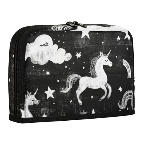 WDdZzyy Federmäppchen mit schwarzen Wolken, Einhörner, großes Fassungsvermögen, Make-up, weicher Schreibtisch-Organizer für Teenager, Reisen von WDdZzyy