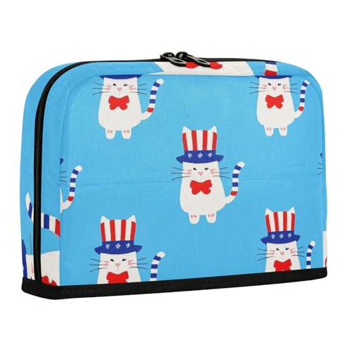 WDdZzyy Federmäppchen mit weißer Katze, 4. Juli, großes Fassungsvermögen, weiches Schreibwaren-Organizer für Krankenschwestern, Reisen von WDdZzyy