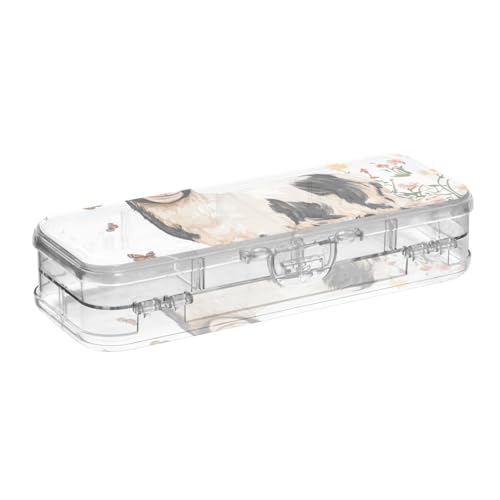 WDdZzyy Funny Goat White Clear Pencils Box Double Deck Storage Pens Case for Art Supplies with Snap Lid von WDdZzyy