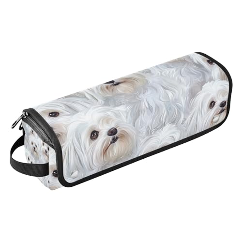 WDdZzyy Funny Malteser Dogs 2-in-1 Lockenstab Reiseetui und hitzebeständige Matte, abnehmbares Haarstyling-Zubehör, Organizer für Glätteisen, Lockenstab, Haartrockner, Lustige Malteser-Hunde, 1 Size von WDdZzyy
