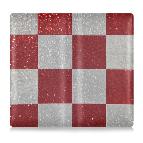 WDdZzyy Gefälschte Glitzer-Schachbrettquadrate Weiß Rot PU-Leder Auto Zulassung & Versicherung Kartenhalter Essential Wallet Case für Karten, wichtige Dokumente, Führerschein Fahrzeug Papiere von WDdZzyy