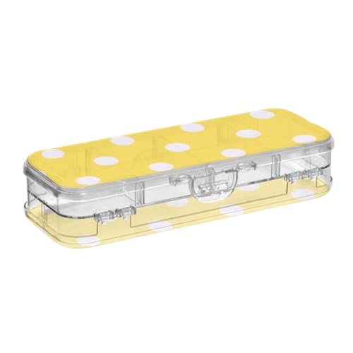 WDdZzyy Gelbe transparente Stiftebox mit Cartoon-Motiv, Kunststoff, doppelstöckig, für Schreibwaren, mit Deckel von WDdZzyy
