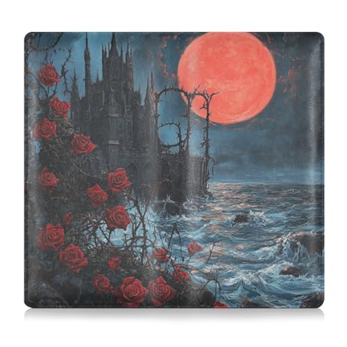 WDdZzyy Gothic Vampir Castle Leder Auto Registrierung und Versicherungshalter Automobile Wallet Case Organizer für jedes Auto, LKW, Motorrad, Anhänger oder Boot von WDdZzyy