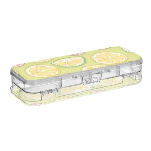 WDdZzyy Grüne Zitronenfrucht transparente Stiftebox Doppelstöckiges transparentes Hartschalenetui für Kinder mit Schnappverschluss und Deckel WDdZzyy Grüne Zitronenfrucht transparente Stiftebox Doppelstöckiges transparentes Hartschalenetui für Kinder mit Schnappverschluss und Deckel von WDdZzyy