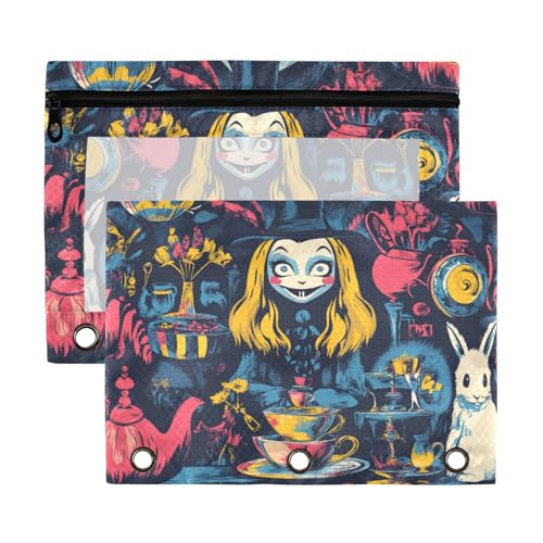 WDdZzyy Halloween Fun Hexe Binder Stifthalter mit transparenten Fensterringen Federmäppchen große Kapazität 2 Stück für Klassenzimmer Schule Bürobedarf von WDdZzyy