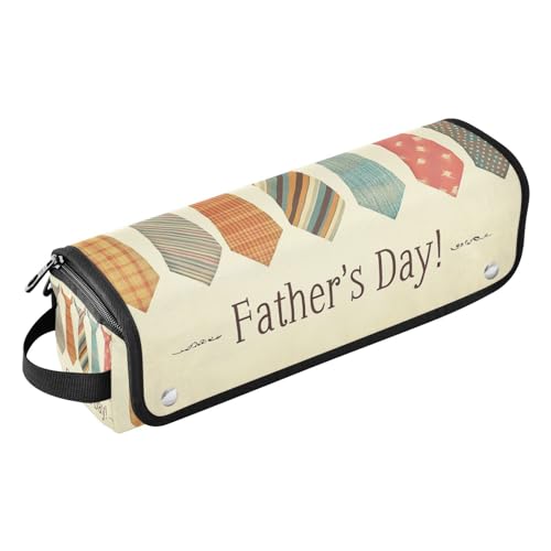 WDdZzyy Happy Father's Cartoon Tie Retro Hot Hair Tools Travel Bag and Heat Resistant Mat with Zipper Large Capacity Hair Straighteners Organizer for Straigheners, Curling Iron, Hair Dryer, Happy von WDdZzyy