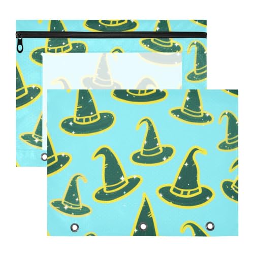 WDdZzyy Happy Halloween Hexenhut blaue Federmäppchen Stabiler Stifthalter Etui für 3 Ringe Binder 2 Pack Studenten Zuhause von WDdZzyy