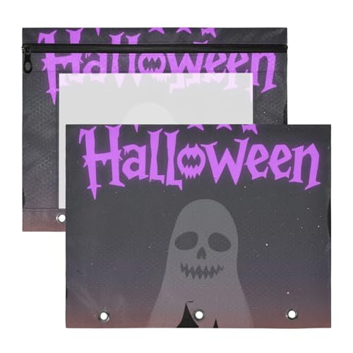 WDdZzyy Happy Halloween schwarze Kosmetiktasche, tragbarer Stifthalter, Etui für A4-Papier, Briefe, 2 Stück, Lehrer, Klassenzimmerbedarf von WDdZzyy
