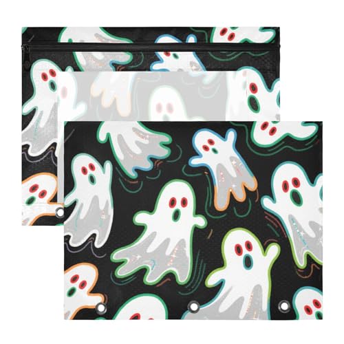 WDdZzyy Happy Halloween schwarzer Ordner, stabiler 3-Lochstanzer für 3 Ringe, 2 Stück, Studenten, College-Zubehör von WDdZzyy