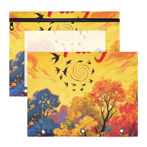 WDdZzyy Hello Fall Autumn Tree Bird Orange Bleistiftbeutel, bezaubernder 3-Lochstanzer für 3 Ringe, Ordner, 2 Stück, Studenten Zuhause WDdZzyy Hello Fall Autumn Tree Bird Orange Bleistiftbeutel, bezaubernder 3-Lochstanzer für 3 Ringe, Ordner, 2 Stück, Studenten Zuhause von WDdZzyy