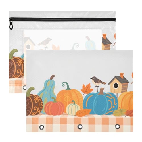 WDdZzyy Hello Fall Herbst Kürbis karierte Stiftebox transparent 3 Löcher Tasche für A4 Papier Brief 2 Pack Studenten Schulbedarf WDdZzyy Hello Fall Herbst Kürbis karierte Stiftebox transparent 3 Löcher Tasche für A4 Papier Brief 2 Pack Studenten Schulbedarf von WDdZzyy