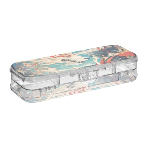 WDdZzyy Japanische Anime-Wolfs-Bleistifte, doppellagig, transparent, Hartschalen-Etui für Kinder mit Deckel WDdZzyy Japanische Anime-Wolfs-Bleistifte, doppellagig, transparent, Hartschalen-Etui für Kinder mit Deckel von WDdZzyy