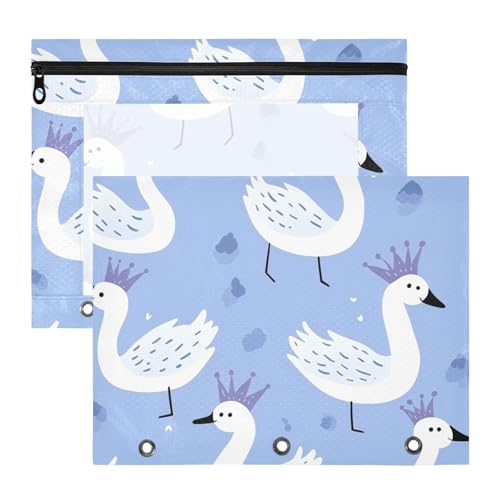 WDdZzyy Kosmetiktasche mit Schwanenkrone, niedlich, Cartoon-Kosmetiktasche, transparent, Stifthalter, Etui für A4-Papier, Briefe, 2 Stück, für Studenten, Lehrerbedarf von WDdZzyy