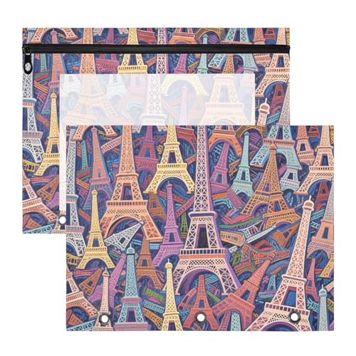 WDdZzyy Kosmetiktasche mit niedlichem Eiffelturm, transparent, 3 Locher für 3 Ringe, Ordner, Lehrer, Schulbedarf, 2 Stück WDdZzyy Kosmetiktasche mit niedlichem Eiffelturm, transparent, 3 Locher für 3 Ringe, Ordner, Lehrer, Schulbedarf, 2 Stück von WDdZzyy