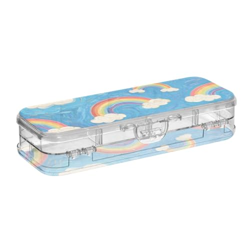 WDdZzyy Kunst-Ölgemälde, blauer Regenbogen, transparent, Stiftebox, Kunststoffbox, doppellagig, für Stifte, Marker für Kinder, mit Deckel WDdZzyy Kunst-Ölgemälde, blauer Regenbogen, transparent, Stiftebox, Kunststoffbox, doppellagig, für Stifte, Marker für Kinder, mit Deckel von WDdZzyy