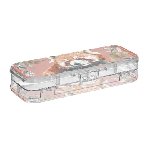 WDdZzyy Lesser Panda Stiftebox mit doppelstöckigen Stiften, Blumenmuster, Rot, Boho-Stil, Aufbewahrungsbox für Kunstbedarf mit Schnappdeckel WDdZzyy Lesser Panda Stiftebox mit doppelstöckigen Stiften, Blumenmuster, Rot, Boho-Stil, Aufbewahrungsbox für Kunstbedarf mit Schnappdeckel von WDdZzyy