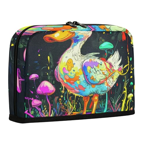 WDdZzyy Lustige Kosmetiktasche, Motiv: Cayuga-Ente, Handmalerei, großes Fassungsvermögen, multifunktionaler Schreibtisch-Organizer für Jugendliche, adrette Schule von WDdZzyy