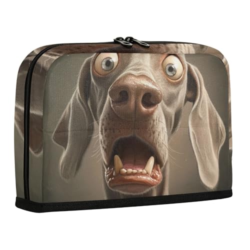 WDdZzyy Lustiges Federmäppchen mit Cartoon-Motiv, Weimaraner-Hunde, Angst, Organizer, große Kapazität, Federmäppchen mit Fach, Schreibwarentasche für Studenten, High School von WDdZzyy