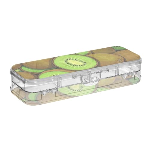 WDdZzyy Niedliche Cartoon-Frucht-Kiwi-Bleistift-Box, doppellagig, für Schreibwaren, mit Schnappdeckel von WDdZzyy