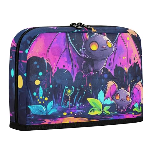 WDdZzyy Niedliche Fledermäuse, künstlerische Graffiti-Bleistift-Tragetasche, große Kapazität, aufrechte Aufbewahrungstasche mit Fach, Mehrzwecktasche für Damen, adretter Schulbedarf von WDdZzyy