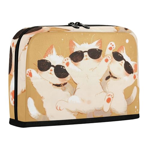 WDdZzyy Niedliche weiße Katzen Cartoon Federmäppchen Tasche Große Kapazität Make-up Taschen Slim Schreibwaren Federmäppchen für Mädchen adrette Schulbedarf von WDdZzyy