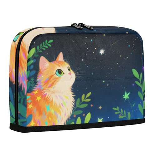WDdZzyy Night Sky Star Cat Federmäppchen, große Kapazität, Make-up-Tasche, weiche Schreibwarentasche für Teenager, Jungen, elementar von WDdZzyy