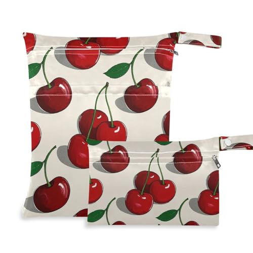 WDdZzyy Ölgemälde mit roter Kirsche prop1 Trockentasche, wasserdicht, 2 Stück, Nassbeutel für Badeanzug mit Griffen für Kindertagesstätte WDdZzyy Ölgemälde mit roter Kirsche prop1 Trockentasche, wasserdicht, 2 Stück, Nassbeutel für Badeanzug mit Griffen für Kindertagesstätte von WDdZzyy