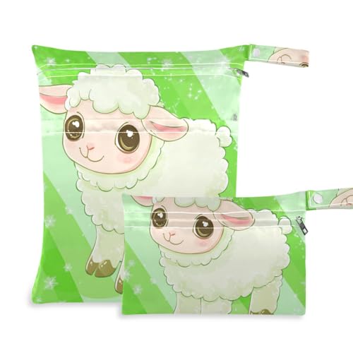 WDdZzyy Oster-Cartoon-Oster-Lamm, waschbar, groß, Nassbeutel, Reisezubehör für Babys, mit Griffen, 2 Stück von WDdZzyy
