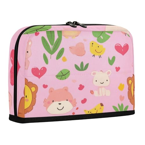 WDdZzyy Pfirsich-Zoo-Stiftebox mit Tierholz, großes Fassungsvermögen, Make-up-Tasche, schlanke Schreibwaren-Aufbewahrung für Jungen, Schulbedarf von WDdZzyy