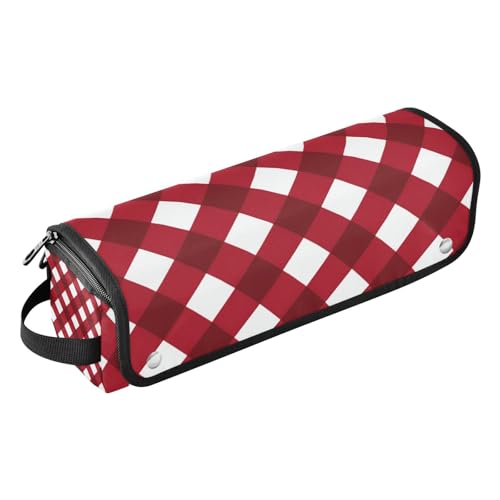 WDdZzyy Red Pure White Checkered Plaid Hot Hair Tools Travel Bag with Iron Mat Hair Tools Organizer Storage Bag for Curling Iron Straightener Flat Hair Dryer, Red Pure White Checkered Plaid, 1 Size von WDdZzyy