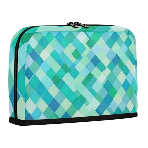 WDdZzyy Rhomboid türkisgrünes Federmäppchen, großes Fassungsvermögen, Make-up-Tasche, erweiterbar, Mehrzwecktasche für Damen, Schulbedarf von WDdZzyy