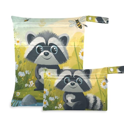 WDdZzyy Robuster Waschbär wasserdichte Turnbeutel 2 Pack Reiseutensilien zum Fliegen mit Griffen zum Baden von WDdZzyy