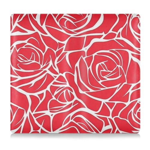 WDdZzyy Rote Rose Blumen Linie Zeichnung Premium Leder Auto Registrierung und Versicherungshalter Unverzichtbar Auto Brieftasche Hülle für Fahrer Auto Besitzer Anhänger Motorrad Boot, Rote Rosenblüten von WDdZzyy
