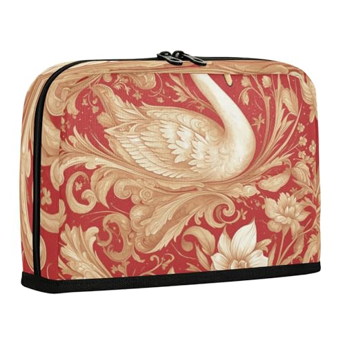 WDdZzyy Schwan Rot Gold Federmäppchen Große Kapazität Stift Federmäppchen Reißverschluss Etui Bleistifthalter für Teenager High School von WDdZzyy