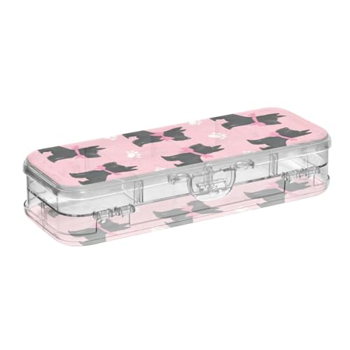 WDdZzyy Schwarze Stiftebox mit schottischen Terrier-Silhouetten, aus transparentem Kunststoff, doppellagig, groß, für Kinder, mit Schnappdeckel WDdZzyy Schwarze Stiftebox mit schottischen Terrier-Silhouetten, aus transparentem Kunststoff, doppellagig, groß, für Kinder, mit Schnappdeckel von WDdZzyy