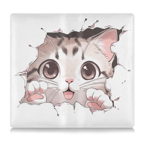 WDdZzyy Simple Cute Cartoon Cat Premium Leather Car Registration & Insurance Card Holder Wallet Accessories Case for Essential Document, Driver License, Cards, Einfache, niedliche Cartoon-Katze, 1 von WDdZzyy