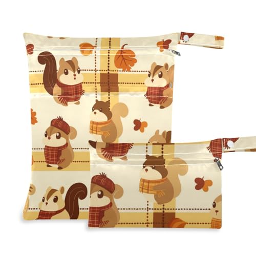 WDdZzyy Squirrel Cute Autumn Yellow Brown prop1 Bag for Kita 2 Pack Wickeltasche Wesentliche Artikel mit Griffen für Pool von WDdZzyy