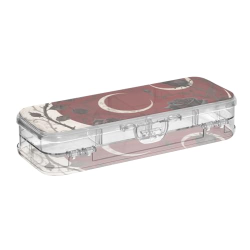 WDdZzyy Stiftebox aus transparentem Kunststoff, mit Schnappdeckel, Gothic-Rosen, doppelstöckig, für Kinder WDdZzyy Stiftebox aus transparentem Kunststoff, mit Schnappdeckel, Gothic-Rosen, doppelstöckig, für Kinder von WDdZzyy