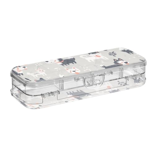 WDdZzyy Stiftebox mit niedlichem Cartoon-Motiv, Grau, transparent, Doppeldeck, Stiftebox für Schreibwaren, mit Schnappdeckel WDdZzyy Stiftebox mit niedlichem Cartoon-Motiv, Grau, transparent, Doppeldeck, Stiftebox für Schreibwaren, mit Schnappdeckel von WDdZzyy