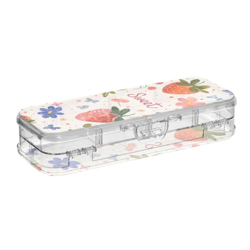 WDdZzyy Stiftebox mit roten Erdbeerblumen, 2-lagig, transparent, für Kinder, mit Schnappdeckel WDdZzyy Stiftebox mit roten Erdbeerblumen, 2-lagig, transparent, für Kinder, mit Schnappdeckel von WDdZzyy