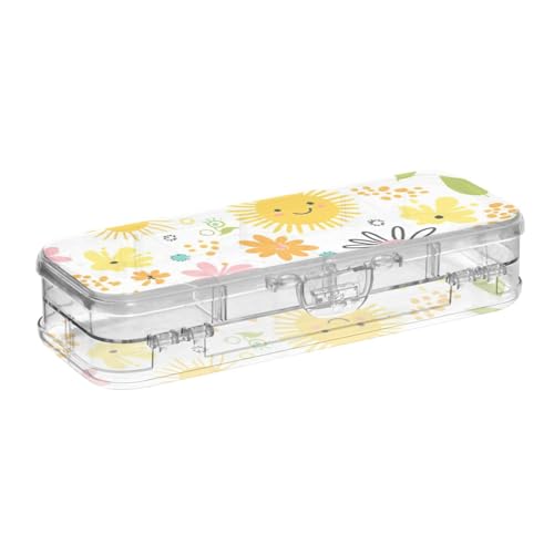 WDdZzyy Summer Safari Fresh Doodle transparente Stiftebox Doppelstöckige Stiftebox für Kinder mit Schnappverschluss und Deckel von WDdZzyy