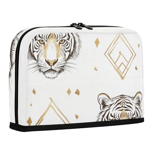WDdZzyy Tigers Federmäppchen, großes Fassungsvermögen, Kosmetiktasche mit Schlitz, Organizer, für Krankenschwestern, Schule, Weißgold, Weiß von WDdZzyy